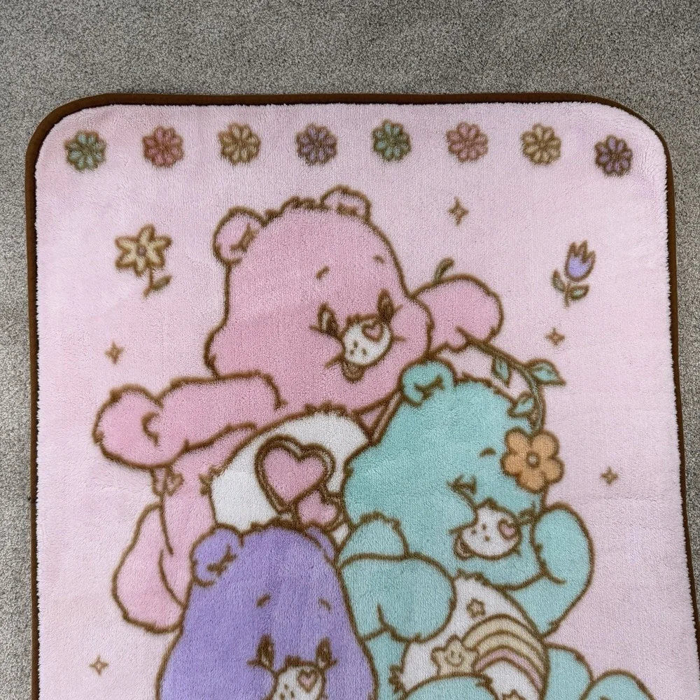 Vintage Care Bears Love A Lot Sweet Dreams Wish Plush Throw Blanket Pink 30x45